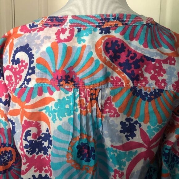 Talbots 100% Linen Floral Blouse - Picture 3 of 8